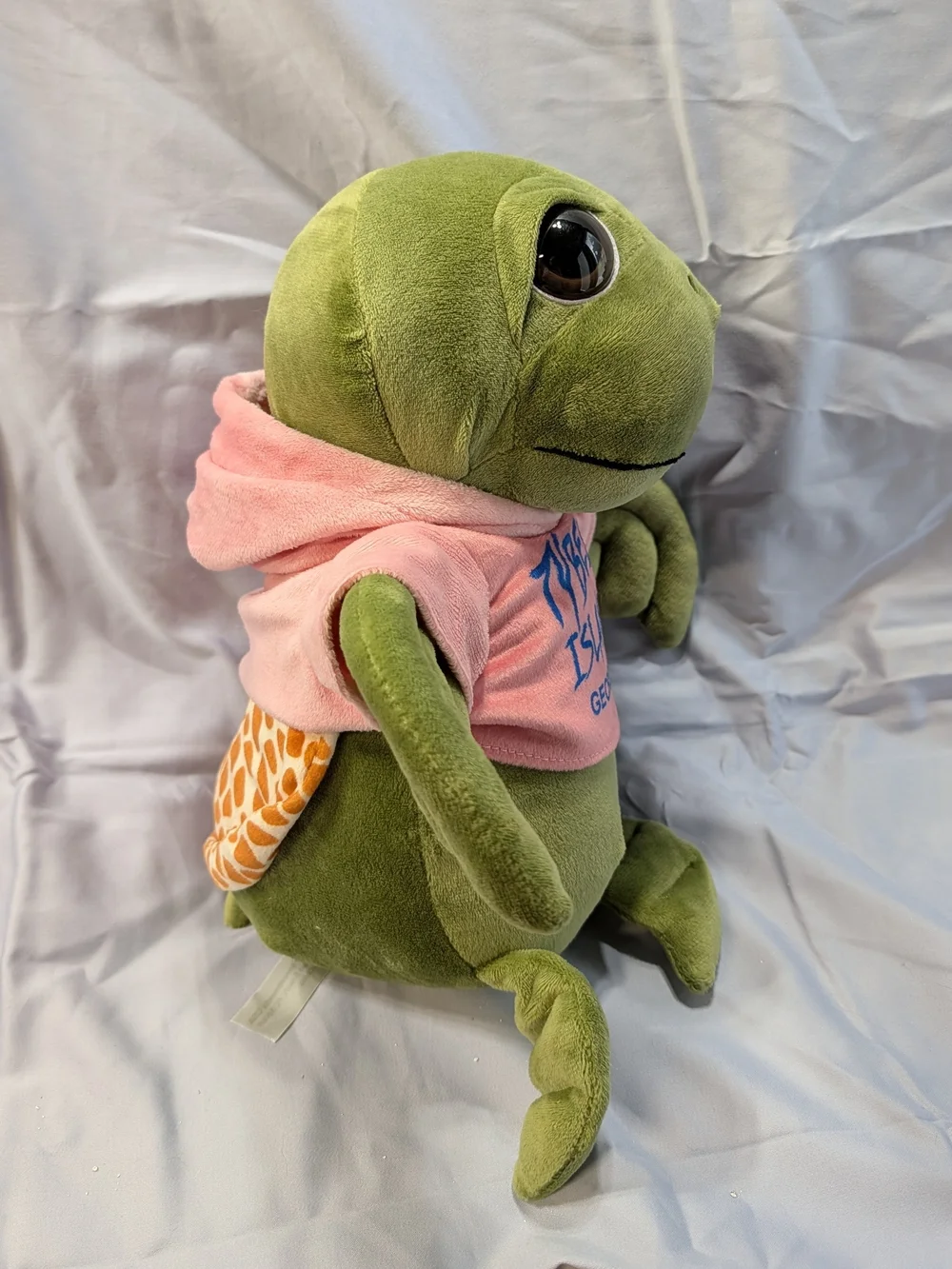 Tybee Island Georgia Green Turtle Plush with Pink Hoodie